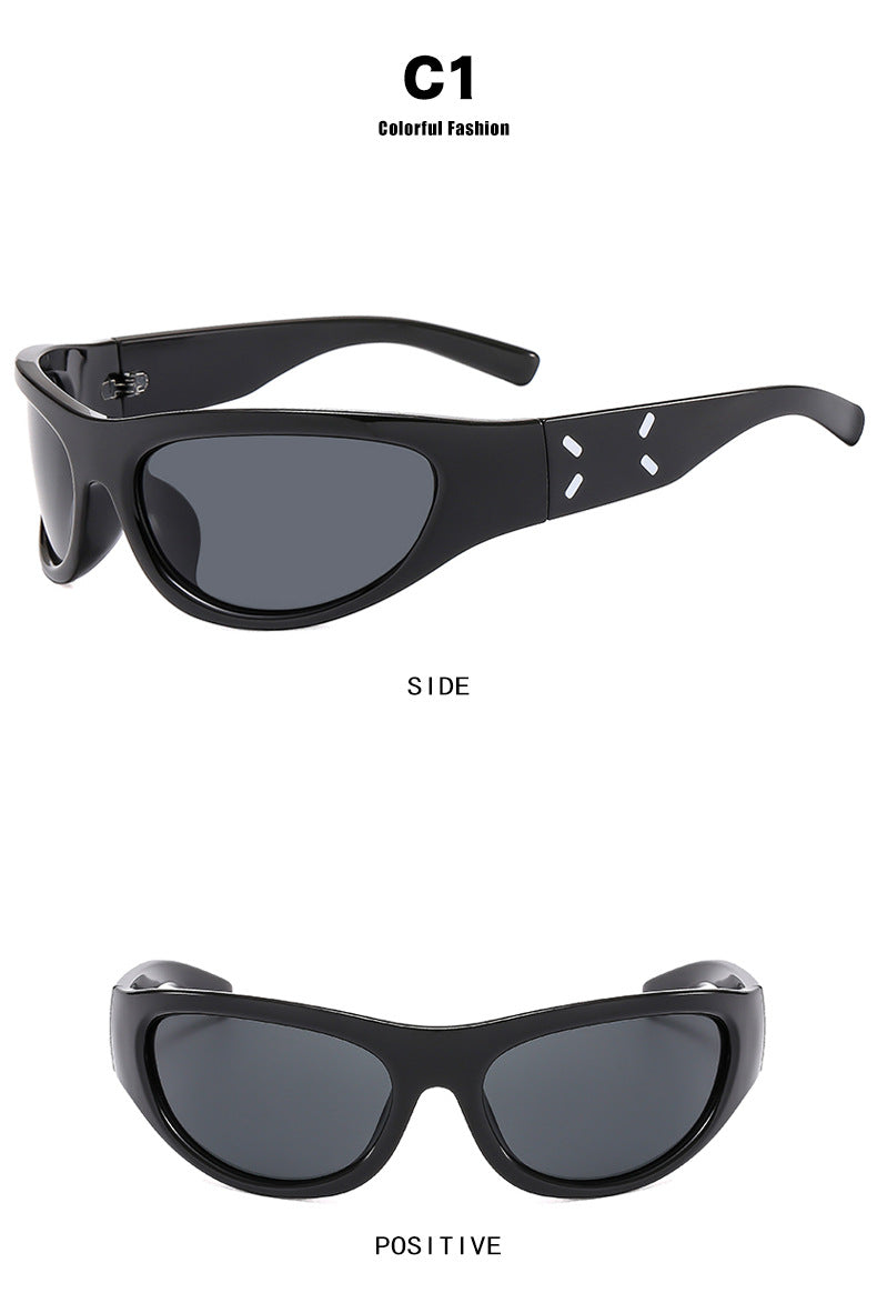 2023 New Y2K Hot Girl Cycling Sunglasses Future Technology Sunglasses Concave Shape Photo Sunglasses Trendy