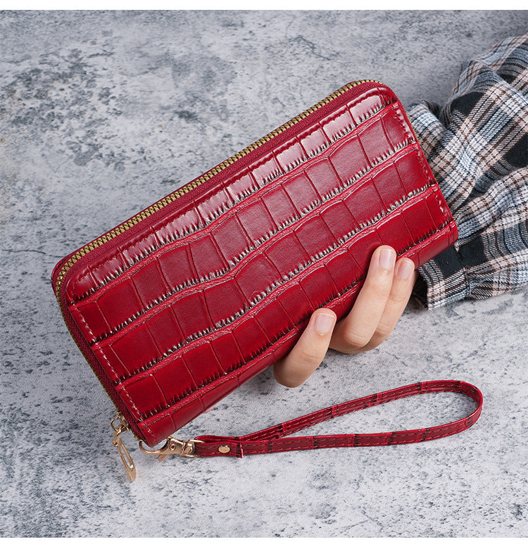 2025 New Women's Long Wallet, Feminine Crocodile Pattern Clutch Wallet, Fashionable Retro Women's Bag