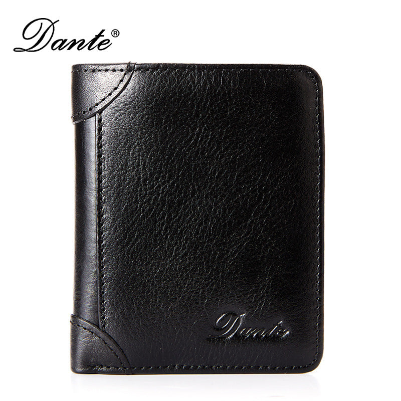 New Men's Wallet 20% Discount Vertical Top Layer Cowhide Anti-theft Credit Card Degaussing Leather Wallet Cross-border Explosive Wallet