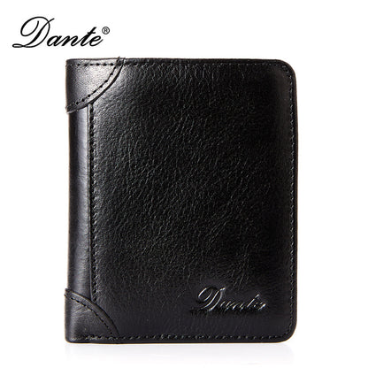 New Men's Wallet 20% Discount Vertical Top Layer Cowhide Anti-theft Credit Card Degaussing Leather Wallet Cross-border Explosive Wallet