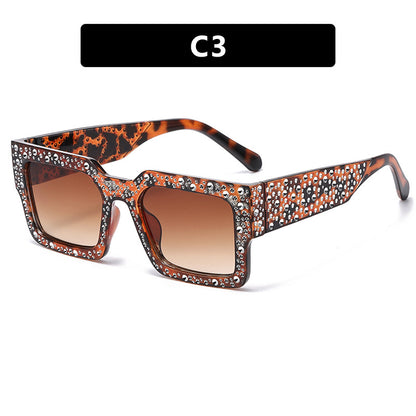 Diamond-Encrusted Starry Sky Square Sunglasses, Personalized Sunglasses, Fashionable Internet Celebrity Street Photography, Catwalk Versatile Sunglasses