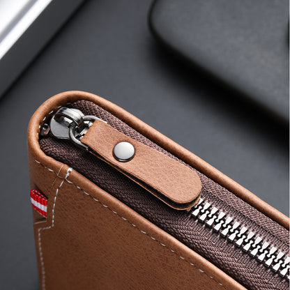 New business men's short wallet multi-card large capacity personality zipper ID bag carry wallet
