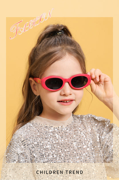 2024 new fashion rice nail polarized children's sunglasses silicone oval small frame sunscreen baby sunglasses 7-130