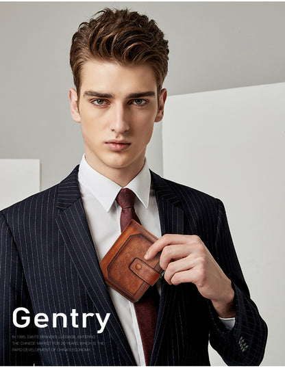 Men's wallet wholesale leather zipper short retro wallet RFID anti-theft foreign trade leather wallet manufacturers processing