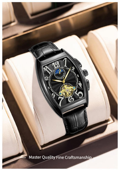 Barrel Type Fully Automatic Wheel Hollow Mechanical Watch Men's Business Simple Fashion Multifunctional Watch Wholesale