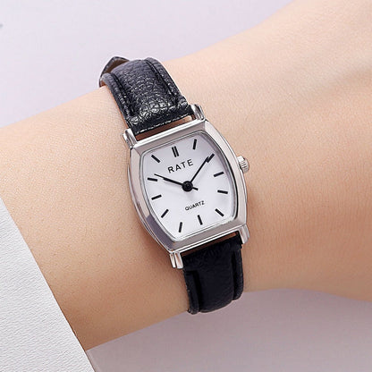 Cross-border Barrel Quartz Watch Small Women's Leather Watch Women's Fashionable All-match Simple Roman Scale Women's Hand