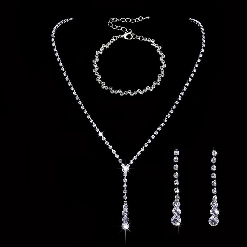 Factory Direct Approval Fashion Wedding Wedding Photography Accessories Earrings Necklace Bracelet Set Combination Multiple Choice