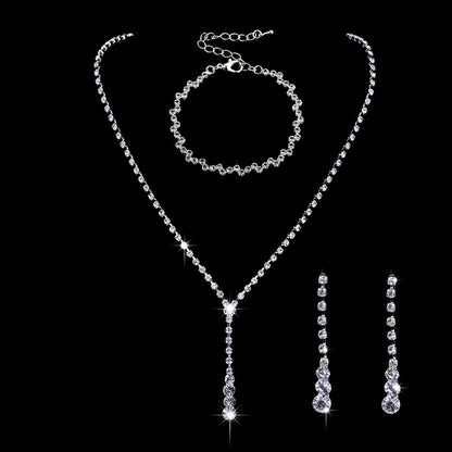 Factory Direct Approval Fashion Wedding Wedding Photography Accessories Earrings Necklace Bracelet Set Combination Multiple Choice