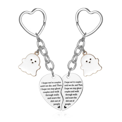 Mother's Day Keychain Women's Rose Gold Engraved Flower Pendant Keychain Love Puzzle Keychain Set