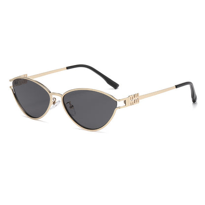 Fashionable Metal Cat-Eye Sunglasses European and American Trendy Women's Sunglasses Light Luxury High-End Anti-Uv Sunglasses for Men