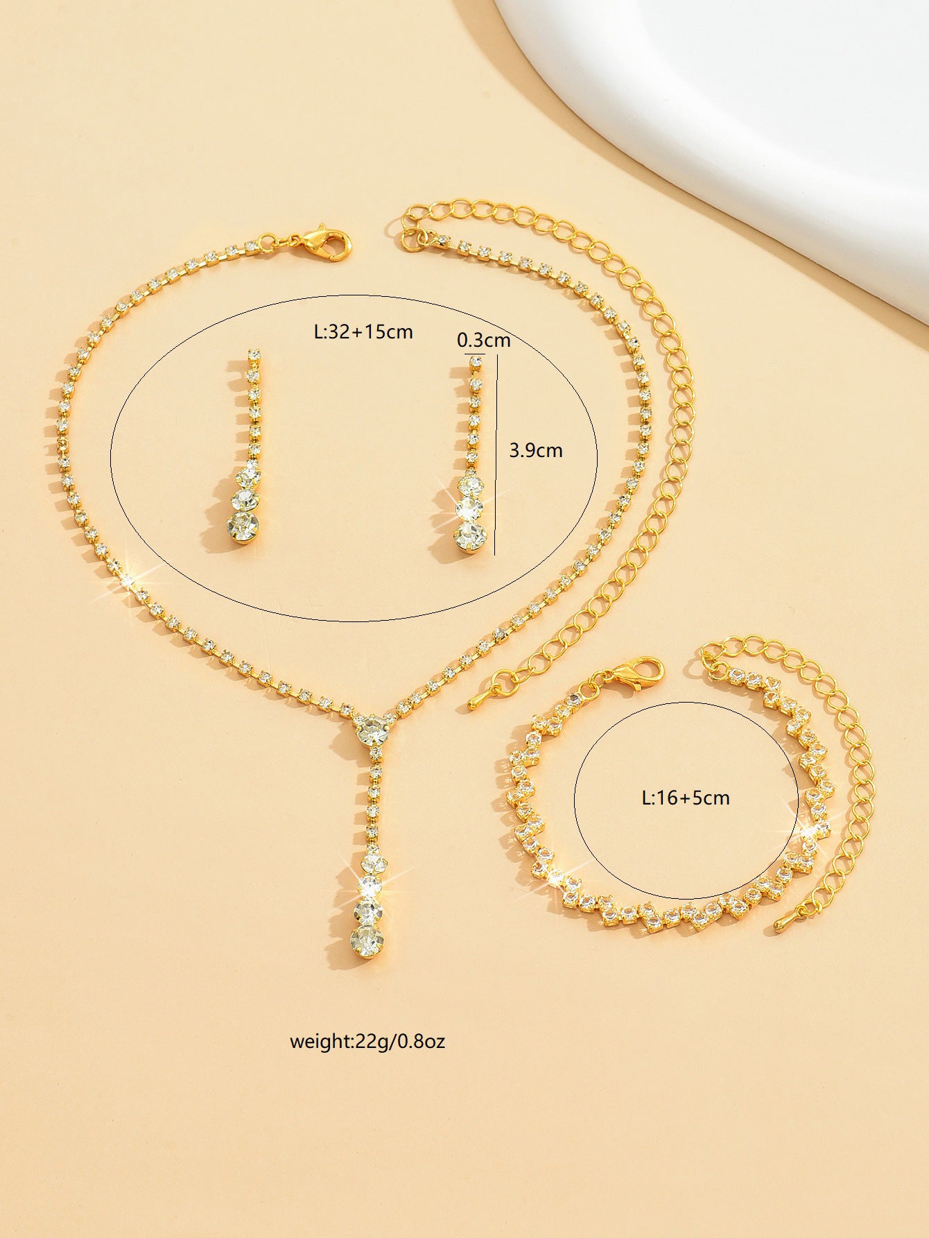 Factory Direct Approval Fashion Wedding Wedding Photography Accessories Earrings Necklace Bracelet Set Combination Multiple Choice