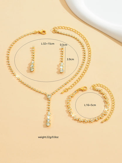 Factory Direct Approval Fashion Wedding Wedding Photography Accessories Earrings Necklace Bracelet Set Combination Multiple Choice