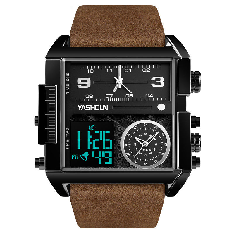 Multifunctional Sports Watch Men's Large Dial Digital Dual Display Electronic Watch Waterproof Belt Men's Watch Cross-border Foreign Trade Watch