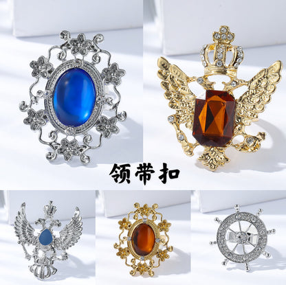 Tie Buckle Cross-Border Hot-Selling Formal Accessories Personalized Trendy Men's Rudder Eagle Chinese Style Flowery Gold Men's Tie