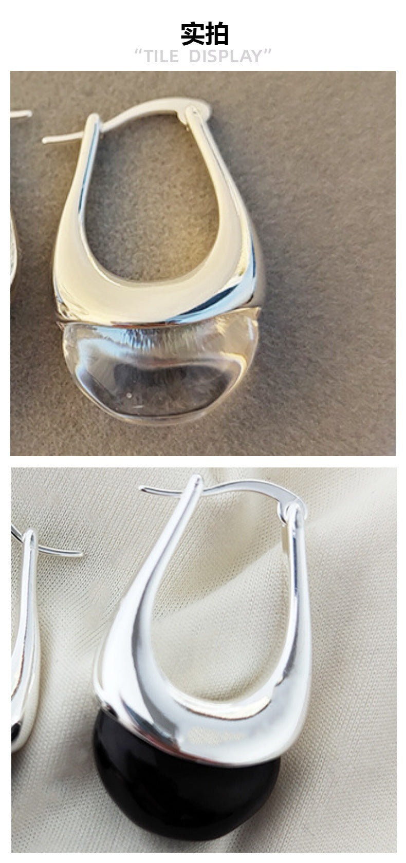 Simple New Trim Qiao Huan European and American Blogger Same Style Glaze Water Drops High-end Commuter Bag Earrings Earrings for Women