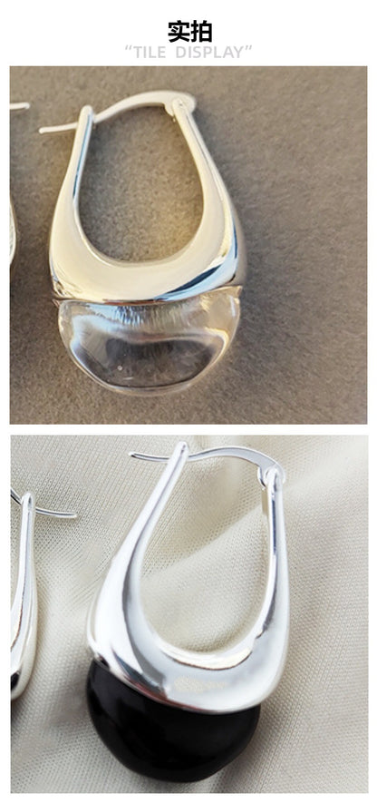 Simple New Trim Qiao Huan European and American Blogger Same Style Glaze Water Drops High-end Commuter Bag Earrings Earrings for Women