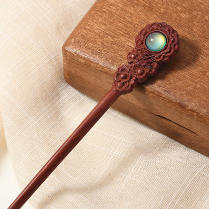Vintage Red Sandalwood Hairpin Antique High-end Hairpin New Chinese Style Simple Daily All-match Wooden Hairpin Hairpin