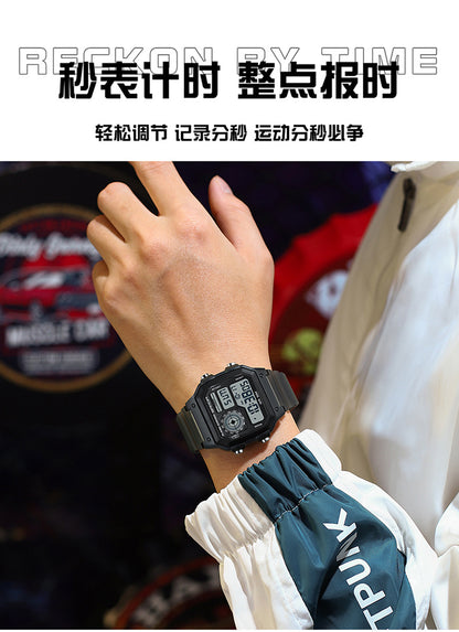 Sanda Hot-selling Square Watch Luminous Waterproof Alarm Student Watch Simple Korean Transparent Sports Electronic Watch