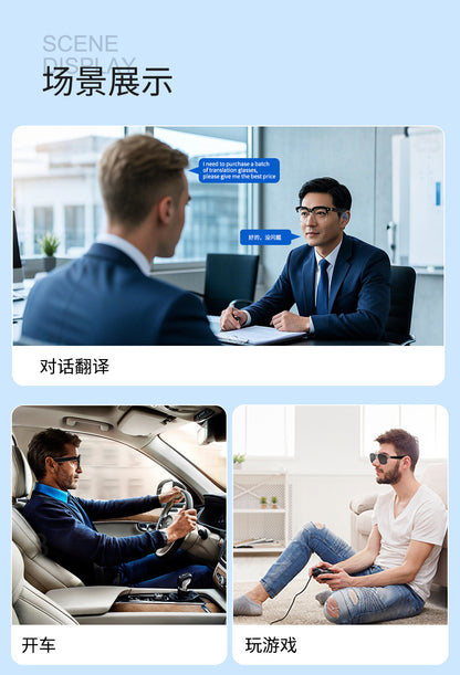 Smart Ai Bluetooth Translation Glasses, Sunglasses, Polarized, Anti-Uv, Anti-Blue Light, Listening to Music and Calls, Transparent Lens Replacement
