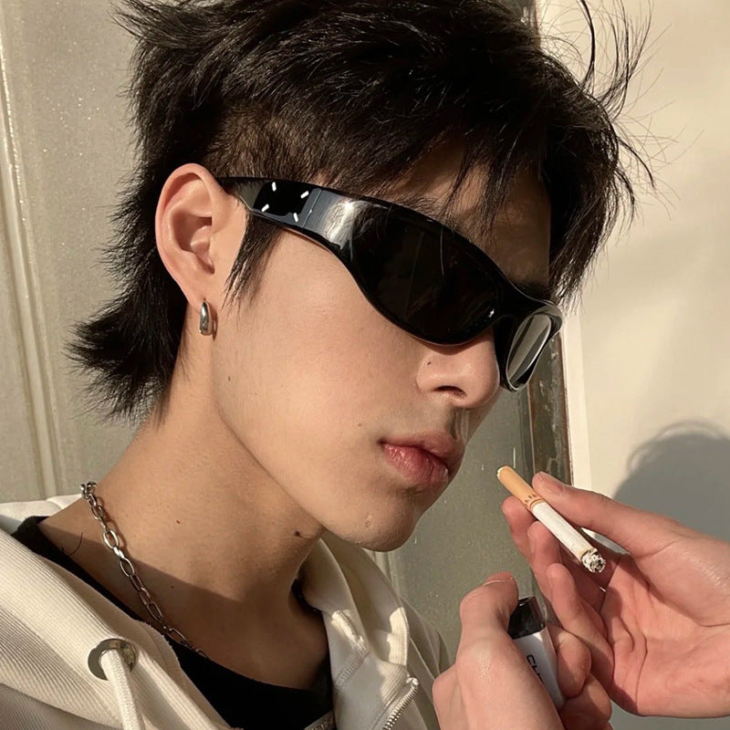 2023 New Y2K Hot Girl Cycling Sunglasses Future Technology Sunglasses Concave Shape Photo Sunglasses Trendy