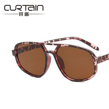Trendy Oval Double-Bridge Sunglasses 2022 New Fashion Simple Retro Internet Celebrity Sunglasses for Women