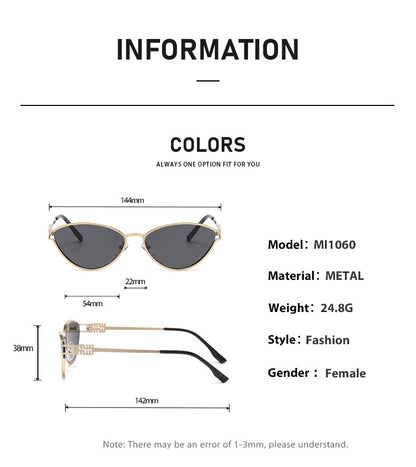 Fashionable Metal Cat-Eye Sunglasses European and American Trendy Women's Sunglasses Light Luxury High-End Anti-Uv Sunglasses for Men