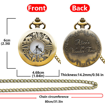 Alice in Wonderland retro pocket watch Alice and rabbit anime pocket watch female cartoon flip Hollow