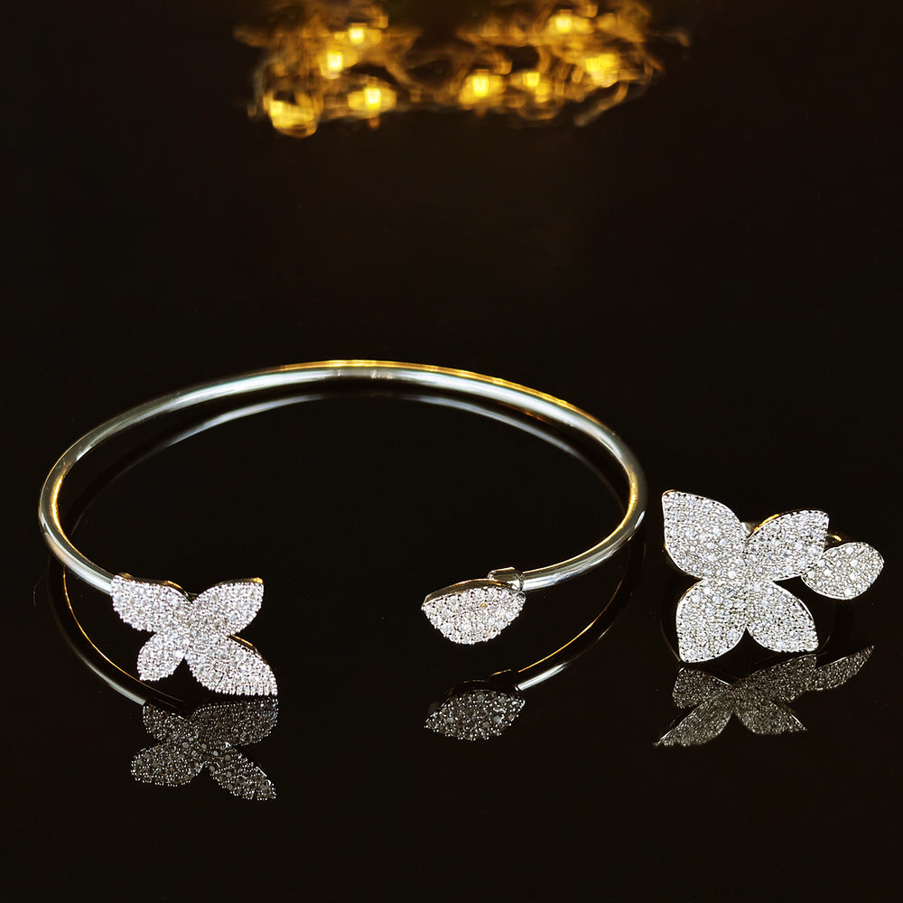 Cross-border Female Niche Opening Adjustable Bracelet Ring Popular Butterfly High Design Sense r5433-s8026