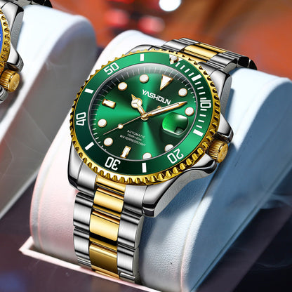 Ashi ton new steel band men's watch hollow automatic mechanical watch calendar waterproof foreign trade men's watch wholesale