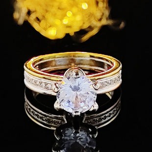 Shein supply inlaid high carbon Seiko quality princess square Paraíba ring female wholesale r8108