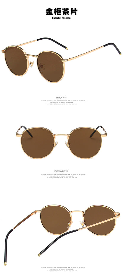 2022 New Style Sunglasses for Women Ins Street Shooting Popular Round Frame Sunglasses K-Style Trendyy Retro Sunglasses for Small Faces