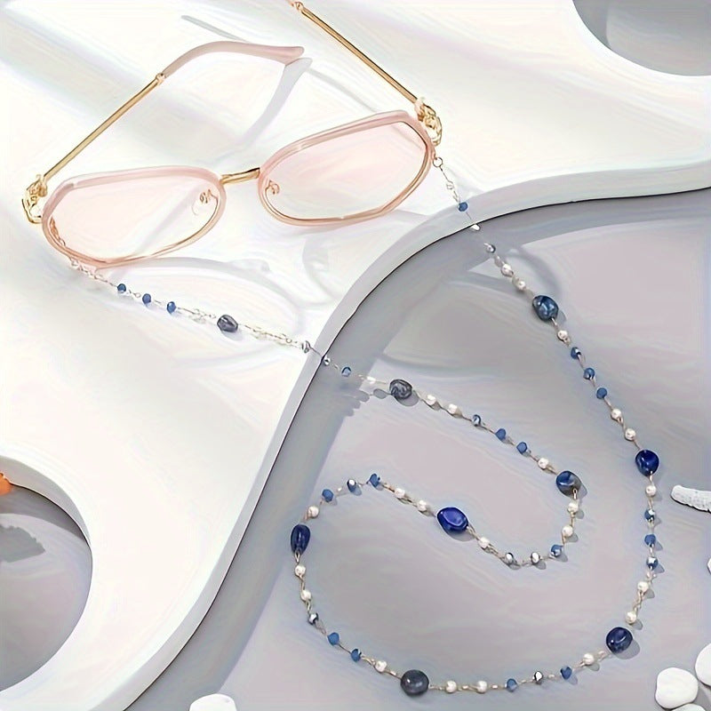 Light Luxury Handmade Curved Needle Glasses Chain Crystal Agate Cross-border European and American Fashion Glasses Rope Halter Lanyard