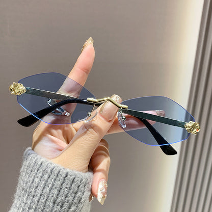 Frameless diamond personality sunglasses 2024 new sunscreen European and American trend sunglasses high sense sunglasses ladies