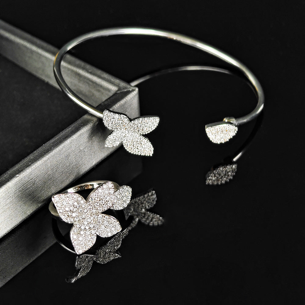 Cross-border Female Niche Opening Adjustable Bracelet Ring Popular Butterfly High Design Sense r5433-s8026