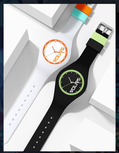 SANDA Outdoor Sports Watch Simple Waterproof Men's and Women's Fashion Quartz Watch Silicone Tape Casual Student Quartz Watch