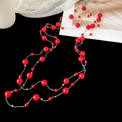Light Luxury and High-End Multi-Layered Pearl Sweater Chain, Feminine, Simple, Long Autumn and Winter Necklace, Alloy Accessories, Jewelry