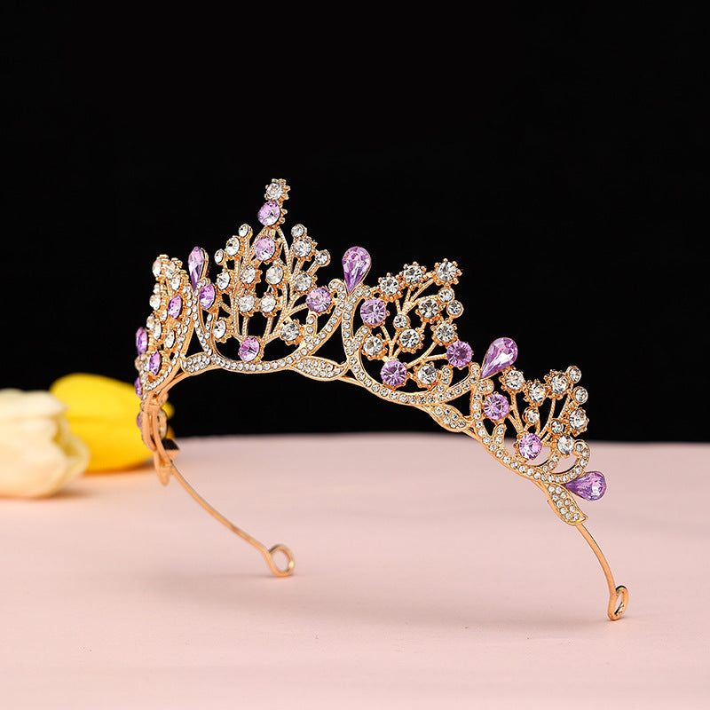 Super Fairy New Princess Sweet Bridal Crown Red Tiara Crystal Toast Clothing Hair Accessories 18Th Birthday Gift