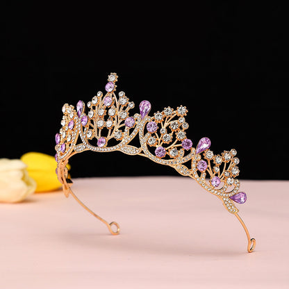 Super Fairy New Princess Sweet Bridal Crown Red Tiara Crystal Toast Clothing Hair Accessories 18Th Birthday Gift