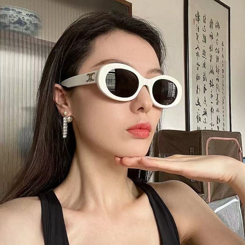 Metal Frame Arc de Triomphe Sunglasses Women's High-end Sense Small Frame Polygon European and American Style Cat Eye Small Face Funny