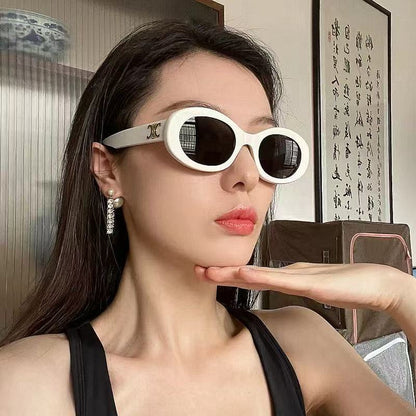 Metal Frame Arc de Triomphe Sunglasses Women's High-end Sense Small Frame Polygon European and American Style Cat Eye Small Face Funny