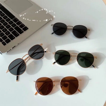 2022 New Style Sunglasses for Women Ins Street Shooting Popular Round Frame Sunglasses K-Style Trendyy Retro Sunglasses for Small Faces