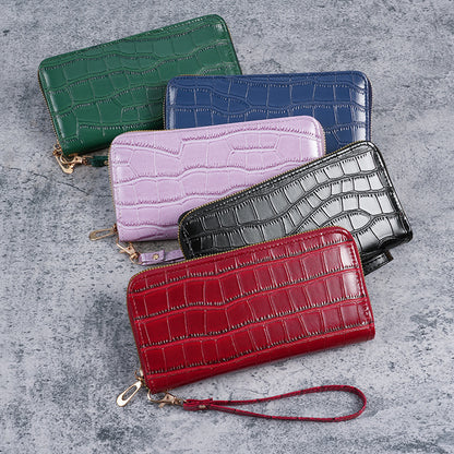 2025 New Women's Long Wallet, Feminine Crocodile Pattern Clutch Wallet, Fashionable Retro Women's Bag
