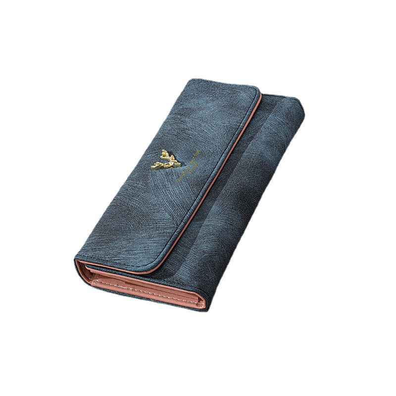 Long Women's Wallet Frosted Cover Wallet Soft Leather Wallet Fashion Retro Large Capacity Hand Bag
