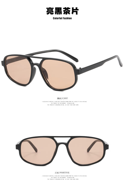 Trendy Oval Double-Bridge Sunglasses 2022 New Fashion Simple Retro Internet Celebrity Sunglasses for Women