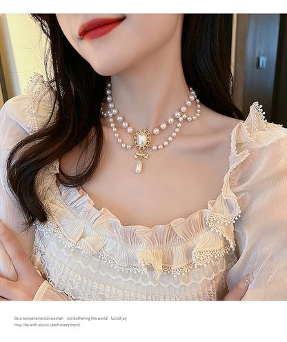 Vintage Baroque Pearl Tassel Necklace Female Bridal Banquet Elegant Fashion Collarbone Necklace Choker Accessories