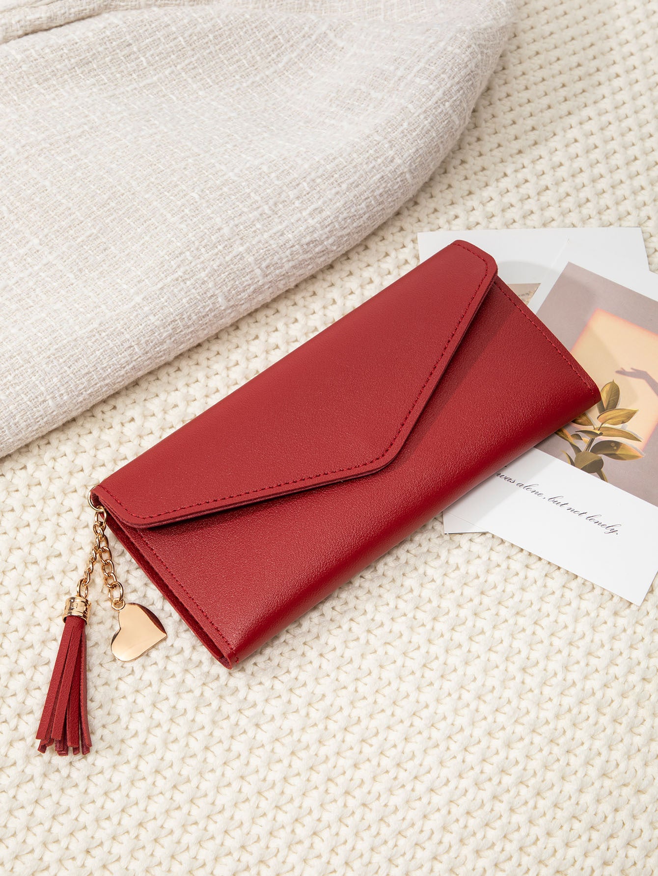 Korean Style Simple Three-fold Women's Long Wallet Fashionable Tassel Pendant Clutch Small Group Portable Multi-functional Coin Purse