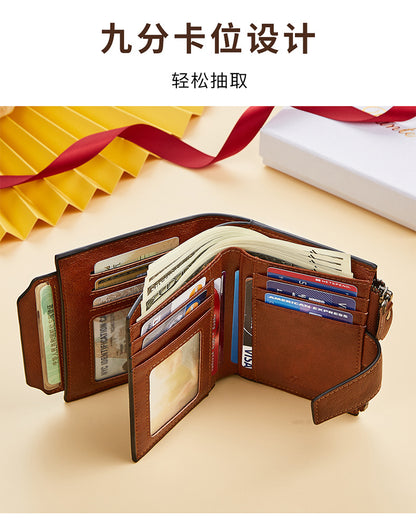 New men's wallet driver's license integrated first layer cowhide anti-theft credit card degaussing leather wallet cross-border explosions