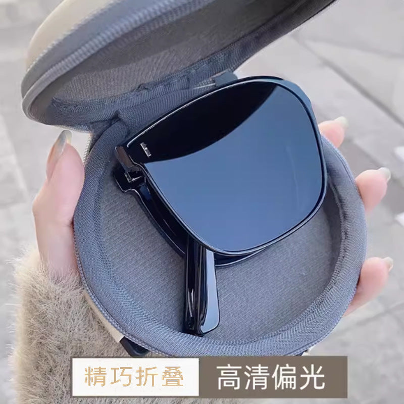 Folding Sunglasses New Style High-End Look Slimming Face Uv Protection Driving Fashion Polarized Glasses for Men and Women Cross-Border Trade