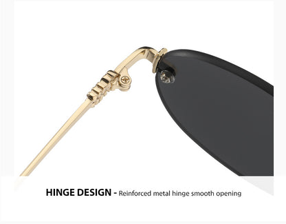 2026 New Oval Rimless Sunglasses European and American Retro Sunglasses Trendy Concave Shape Fashion Street Style Sunglasses