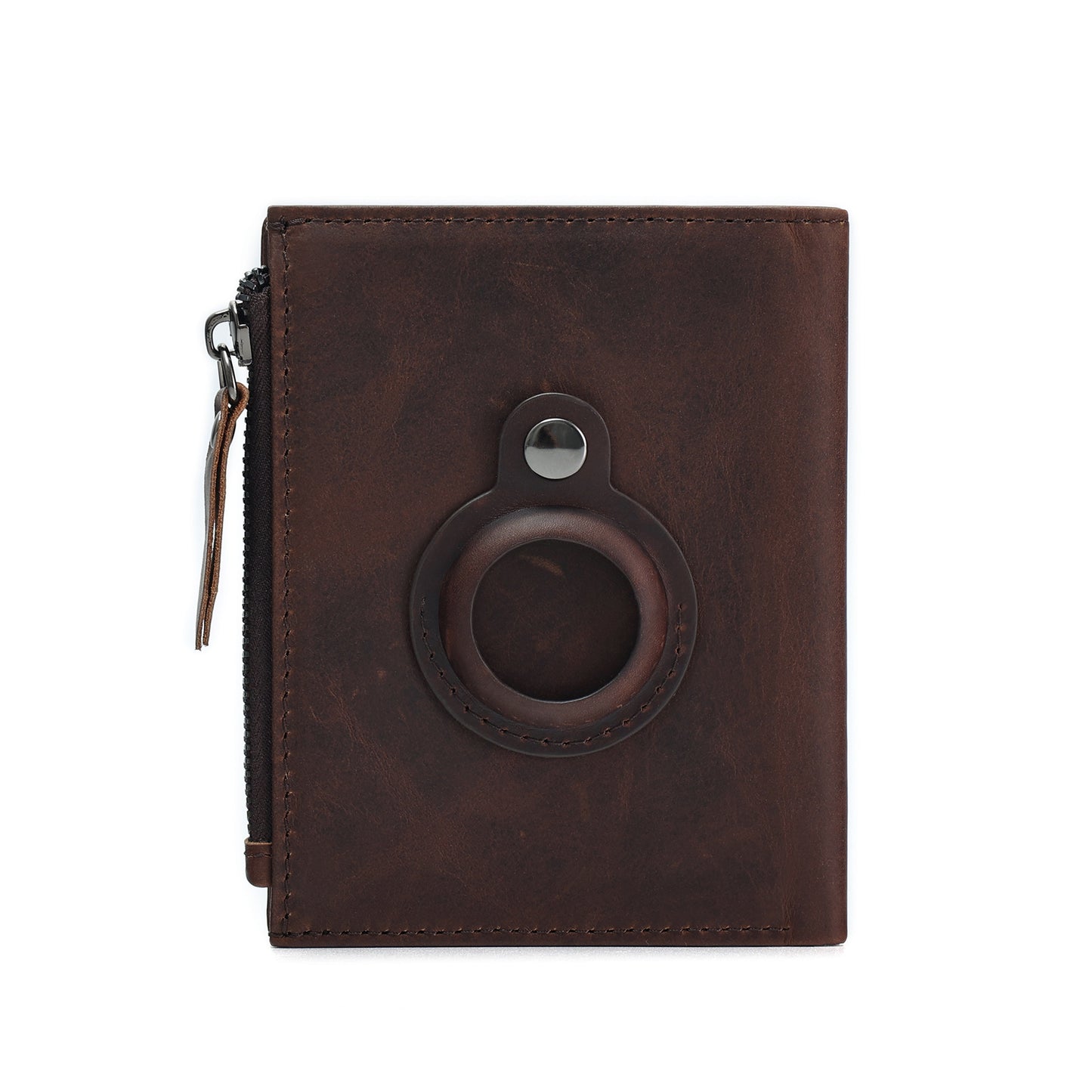 Genuine Leather Classic Retro Short Wallet Men's Bag with Tracker Leather Case Multifunctional Crazy Horse Leather Business Wallet Men